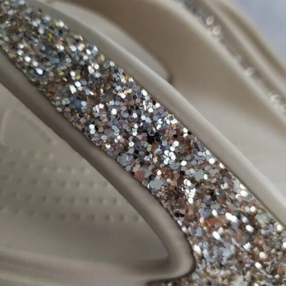 NWT - Crocs Women's Sloane Glitter Flip Flop Wedge Sandals W9 - Picture 6 of 10